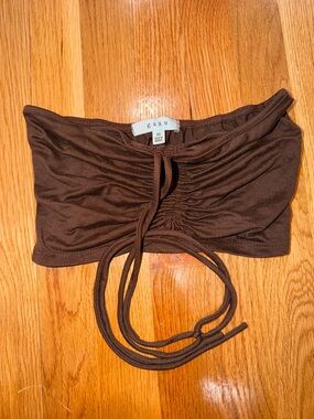 gaze Chocolate Brown Ruched Strapless Bandeau with Front Tie